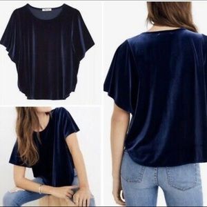 Madewell Velvet Butterfly Top Blue Sz XS